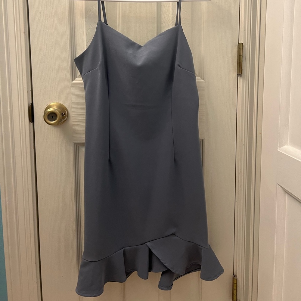 NWT She + Sky light blue dress with ruffle at bottom from boutique